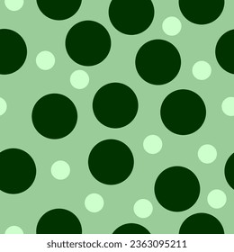 Green circles, polka dot repetitive pattern with random arrangements. Ideal for background, wallpaper, and project design.
