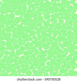 Green circles with short lines abstract seamless pattern. Vector illustration. Decorative scrapbook template.