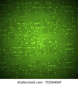 Fondo de la placa del circuito verde. Vector EPS10