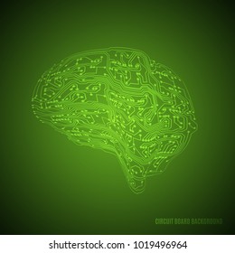 Green circuit board brain. EPS10 vector