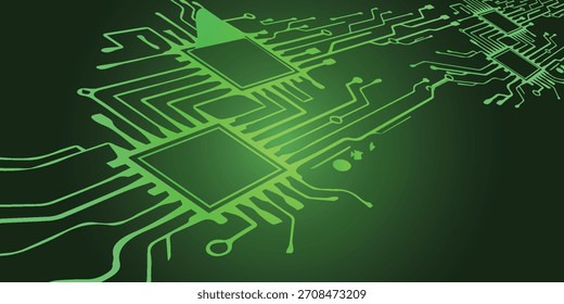 Diseño de Tablero de circuito verde con circuito integrado y Technol