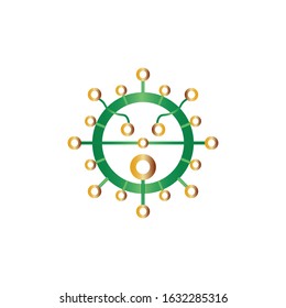 Green Circuit Board electronic illustration  Pandemic virus and antiviral drug corona virus concept. Vector 