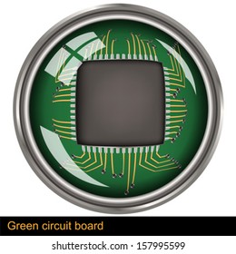 Green circuit board within a button