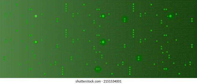 Green circuit electronic, electrical line or circuit board with circle engineering technology concept vector background 