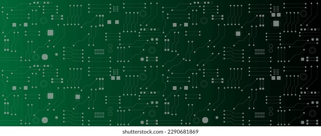 Green circuit electronic or electrical line with circle engineering technology concept vector background 