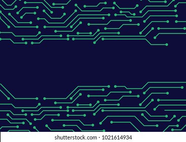 Green circuit line in dark tone, Technology abstract and communication concept, Vector illustration background.