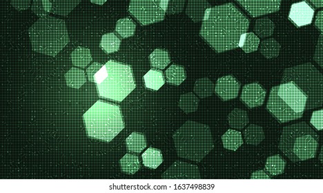 Green Circuit Polygon Technology background Hi-tech Digital and security Concept design,Free Space For text in put,Vector illustration.