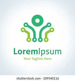 Green circuit technology energy connection logo vector icon