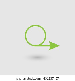 Green circular arrow 
Arrow emerging from a circle of green color on a gray background with shadow