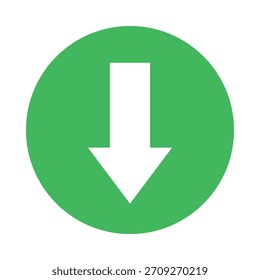 Icono de flecha circular verde que apunta hacia abajo para Descarga Guardar o Botón