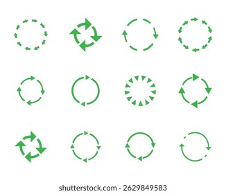 Green Circular Arrow Icons Collection, Vector illustrator File.