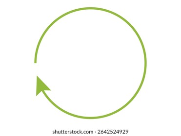 Green circular arrow on a white background