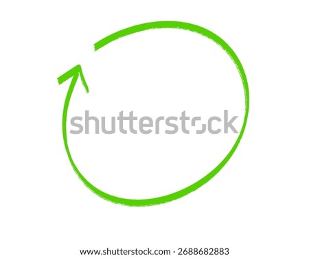 A green circular arrow pointing backwards isolated on a white background