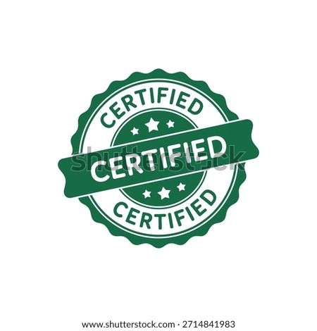 Green circular badge labeled ‘certified’ multiple times with accompanying star elements.