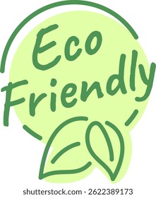 Diseño circular verde con texto ecológico con hojas estilizadas, que simboliza la vida sostenible y la conciencia ambiental. Ideal para promover iniciativas eco conscientes