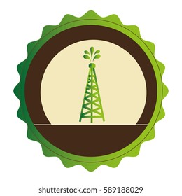green circular emblem with oil tower