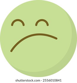 Green circular face emoji with a frown and closed eyes, expressing discomfort or unease. Ideal for digital communication and expressing emotions in online platforms.