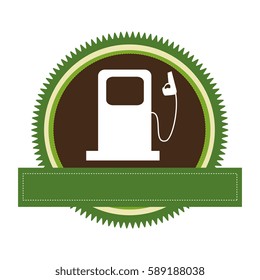 green circular frame with bio fuel station and banner