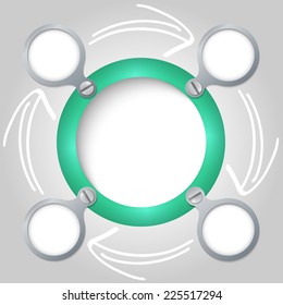 green circular frame for text and arrows