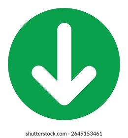 Green Circular Icon with Downward White Arrow Symbol