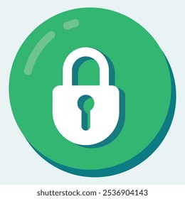 A green circular icon featuring a white padlock symbol, representing security and protection.