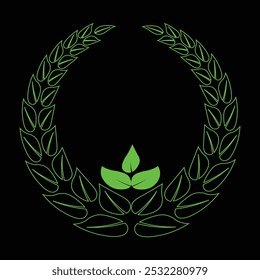 Hojas de laurel circulares verdes para el trofeo del ganador
Conjunto de diseño de ilustración de icono de Vector de Plantilla de logotipo verde