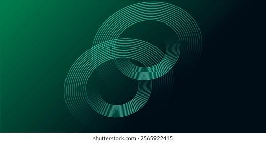 green circular lines pattern. Geometric spiral. Twirl element. Modern graphic design. Futuristic technology concept.