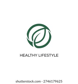 Green circular logo featuring leaf motifs. Symbolizes health, organic living, and sustainability.
