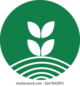 A green circular logo with a leaf and natural fibers inside, symbolizing freshness, nature, and sustainability. Suitable for eco-friendly brands or organic products.