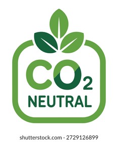 Un logotipo circular verde con el texto "CO2 NEUTRAL" y tres hojas verdes en la parte superior, que simboliza el respeto al medio ambiente y la neutralidad de carbono.