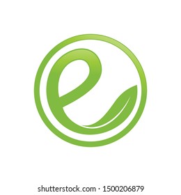 Green Circular Organic Initial e Lettermark Icon