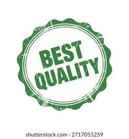 Un sello circular verde con un borde texturizado muestra de manera prominente las palabras de mejor calidad en letras mayúsculas en negrita que significan excelencia