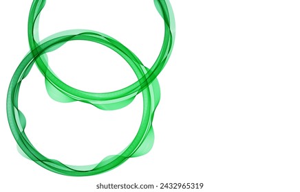 Green circular wave on white background, design element