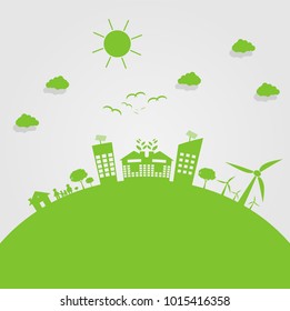 Green cities help the world with eco-friendly concept ideas.vector illustration