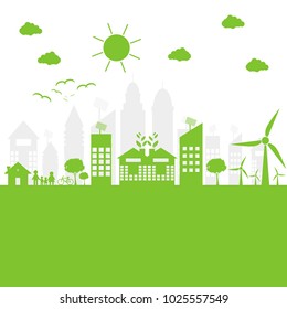 Green cities help the world with eco-friendly concept ideas.vector illustration