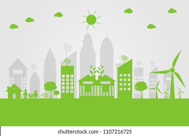 Green cities help the world with eco-friendly concept ideas.vector illustration