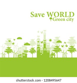 Green cities help the world with eco-friendly concept ideas. vector illustration