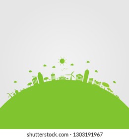 Green cities help the world with eco-friendly concept ideas.vector illustration