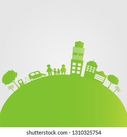 Green cities help the world with eco-friendly concept ideas.vector illustration