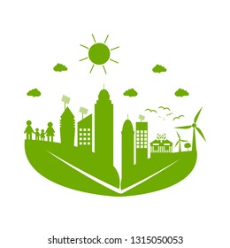 Green cities help the world with eco-friendly concept ideas.vector illustration