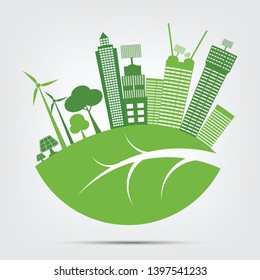 Green cities help the world with eco-friendly concept ideas.vector illustration