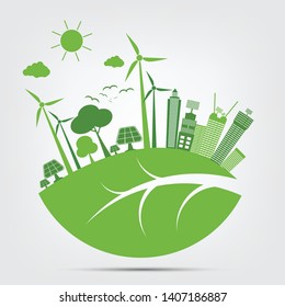 Green cities help the world with eco-friendly concept ideas.vector illustration