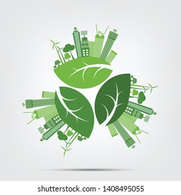 Green cities help the world with eco-friendly concept ideas.vector illustration
