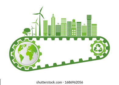 Green cities help the world with eco-friendly concept ideas.vector illustration