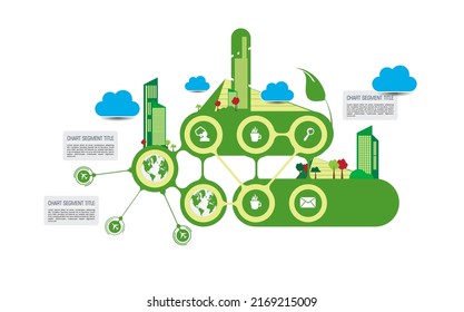 Green cities help the world with eco-friendly concept ideas. Vector illustration.