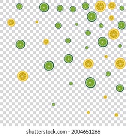 Green Citrus Background Transparent Vector. Half Pattern. Yellow Citrus Repeat. Splash Citrus Juicy Illustration.