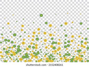 Green Citrus Background Transparent Vector. Summer Illustration. Juicy Fruit Ingredient. Group Lime Juicy Pattern.