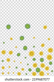 Green Citrus Background Transparent Vector. Funny Illustration. Greenish Lemon Piece. Graphic Citrus Juicy Illustration.