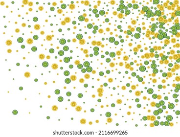 Green Citrus Background White Vector. Lemon Design Set. Juicy Cocktail Lime. Bright Natural Pattern.