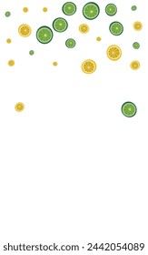 Green Citrus Background White Vector. Lime Healthy Pattern. Yellow Design Lemon. Juicy Splash Decoration.